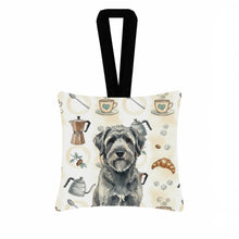 Load image into Gallery viewer, Gray Bouvier des Flandres Coffee Bar Hanging Square Fabric Ornament 3.5 × 3.5