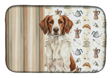 Load image into Gallery viewer, Liver and White Brittany Coffee Bar Dish Drying Mat