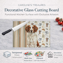 Load image into Gallery viewer, Liver and White Brittany Coffee Bar Glass Cutting Board