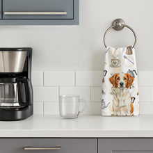 Load image into Gallery viewer, Orange and White Brittany Coffee Bar Kitchen Towel