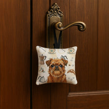 Load image into Gallery viewer, Belge Brussels Griffon Coffee Bar Hanging Square Fabric Ornament 3.5 × 3.5