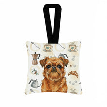 Load image into Gallery viewer, Belge Brussels Griffon Coffee Bar Hanging Square Fabric Ornament 3.5 × 3.5