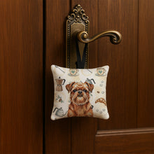 Load image into Gallery viewer, Red Brussels Griffon Coffee Bar Hanging Square Fabric Ornament 3.5 × 3.5