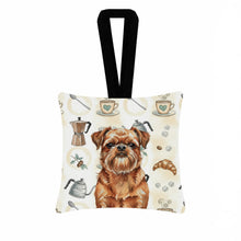 Load image into Gallery viewer, Red Brussels Griffon Coffee Bar Hanging Square Fabric Ornament 3.5 × 3.5