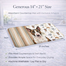 Load image into Gallery viewer, Brindle and White Bull Terrier Coffee Bar Dish Drying Mat