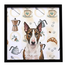 Load image into Gallery viewer, Brindle and White Bull Terrier Coffee Bar Framed Metal Print