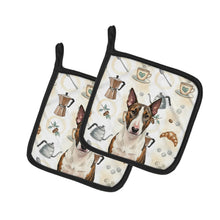Load image into Gallery viewer, Brindle and White Bull Terrier Coffee Bar Pair of Pot Holders