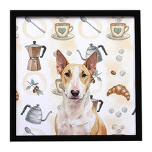 Load image into Gallery viewer, Fawn and White Bull Terrier Coffee Bar Framed Metal Print