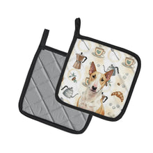 Load image into Gallery viewer, Fawn and White Bull Terrier Coffee Bar Pair of Pot Holders