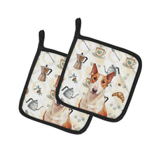 Load image into Gallery viewer, Red and White Bull Terrier Coffee Bar Pair of Pot Holders
