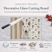 Load image into Gallery viewer, White Bull Terrier Coffee Bar Glass Cutting Board