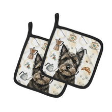 Load image into Gallery viewer, Black Cairn Terrier Coffee Bar Pair of Pot Holders
