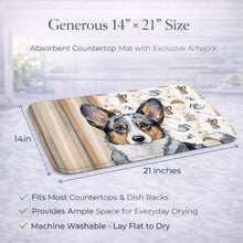 Load image into Gallery viewer, Blue Merle Cardigan Welsh Corgi Coffee Bar Dish Drying Mat