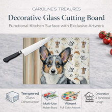 Load image into Gallery viewer, Blue Merle Cardigan Welsh Corgi Coffee Bar Glass Cutting Board