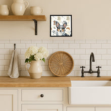 Load image into Gallery viewer, Blue Merle Cardigan Welsh Corgi Coffee Bar Framed Metal Print