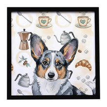 Load image into Gallery viewer, Blue Merle Cardigan Welsh Corgi Coffee Bar Framed Metal Print