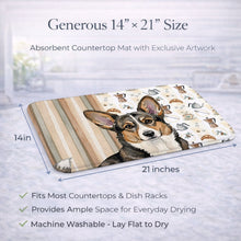 Load image into Gallery viewer, Brindle Cardigan Welsh Corgi Coffee Bar Dish Drying Mat