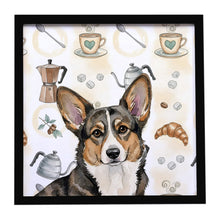 Load image into Gallery viewer, Brindle Cardigan Welsh Corgi Coffee Bar Framed Metal Print