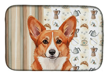 Load image into Gallery viewer, Red Cardigan Welsh Corgi Coffee Bar Dish Drying Mat