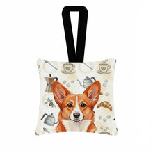 Load image into Gallery viewer, Red Cardigan Welsh Corgi Coffee Bar Hanging Square Fabric Ornament 3.5 × 3.5