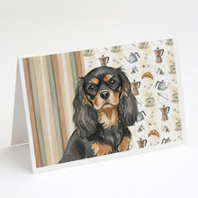 Load image into Gallery viewer, Black and Tan Cavalier Spaniel Coffee Bar Greeting Cards Pack of 8