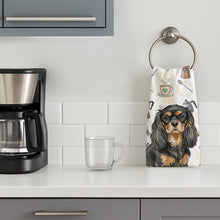 Load image into Gallery viewer, Black and Tan Cavalier Spaniel Coffee Bar Kitchen Towel