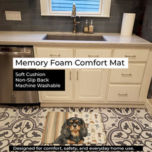 Load image into Gallery viewer, Black and Tan Cavalier Spaniel Coffee Bar Memory Foam Kitchen Mat