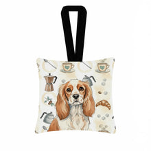Load image into Gallery viewer, Blenheim Cavalier Spaniel Coffee Bar Hanging Square Fabric Ornament 3.5 × 3.5
