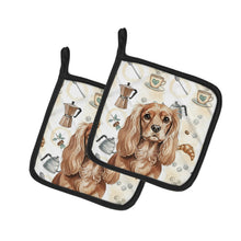 Load image into Gallery viewer, Ruby Cavalier Spaniel Coffee Bar Pair of Pot Holders