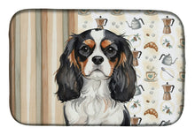 Load image into Gallery viewer, Tricolor Cavalier Spaniel Coffee Bar Dish Drying Mat