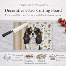 Load image into Gallery viewer, Tricolor Cavalier Spaniel Coffee Bar Glass Cutting Board