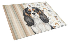 Load image into Gallery viewer, Tricolor Cavalier Spaniel Coffee Bar Glass Cutting Board