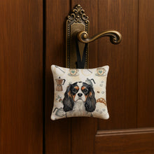 Load image into Gallery viewer, Tricolor Cavalier Spaniel Coffee Bar Hanging Square Fabric Ornament 3.5 × 3.5