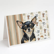 Load image into Gallery viewer, Black and Tan Chihuahua Coffee Bar Greeting Cards Pack of 8
