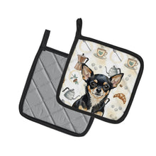 Load image into Gallery viewer, Black and Tan Chihuahua Coffee Bar Pair of Pot Holders