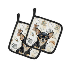 Load image into Gallery viewer, Black and Tan Chihuahua Coffee Bar Pair of Pot Holders