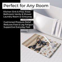 Load image into Gallery viewer, Black and Tan Chihuahua Coffee Bar Memory Foam Kitchen Mat