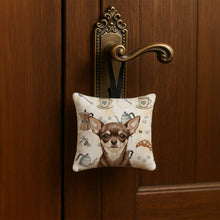 Load image into Gallery viewer, Chocolate Chihuahua Coffee Bar Hanging Square Fabric Ornament 3.5 × 3.5