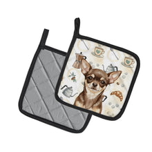 Load image into Gallery viewer, Chocolate Chihuahua Coffee Bar Pair of Pot Holders
