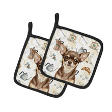 Load image into Gallery viewer, Chocolate Chihuahua Coffee Bar Pair of Pot Holders