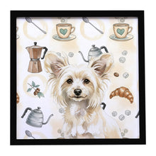 Load image into Gallery viewer, Powderpuff Chinese Crested Coffee Bar Framed Metal Print