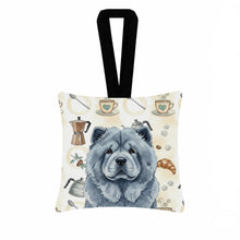 Load image into Gallery viewer, Blue Chow Chow Coffee Bar Hanging Square Fabric Ornament 3.5 × 3.5