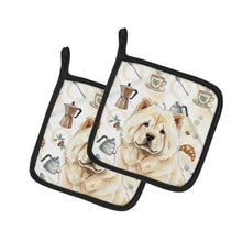 Load image into Gallery viewer, Cream Chow Chow Coffee Bar Pair of Pot Holders