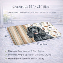 Load image into Gallery viewer, Black Cocker Spaniel Coffee Bar Dish Drying Mat