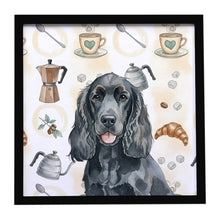Load image into Gallery viewer, Black Cocker Spaniel Coffee Bar Framed Metal Print