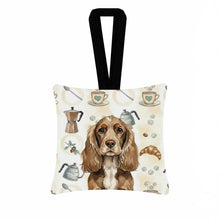 Load image into Gallery viewer, Chocolate Cocker Spaniel Coffee Bar Hanging Square Fabric Ornament 3.5 × 3.5