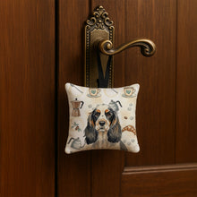 Load image into Gallery viewer, Parti Cocker Spaniel Coffee Bar Hanging Square Fabric Ornament 3.5 × 3.5