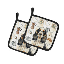 Load image into Gallery viewer, Parti Cocker Spaniel Coffee Bar Pair of Pot Holders