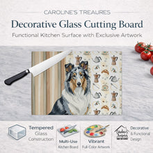 Load image into Gallery viewer, Blue Merle Collie Coffee Bar Glass Cutting Board