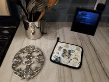 Load image into Gallery viewer, Blue Merle Collie Coffee Bar Pair of Pot Holders